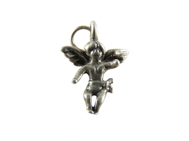 Vintage 3D Sterling Silver Cherub Charm Very Petite Cherub Front View