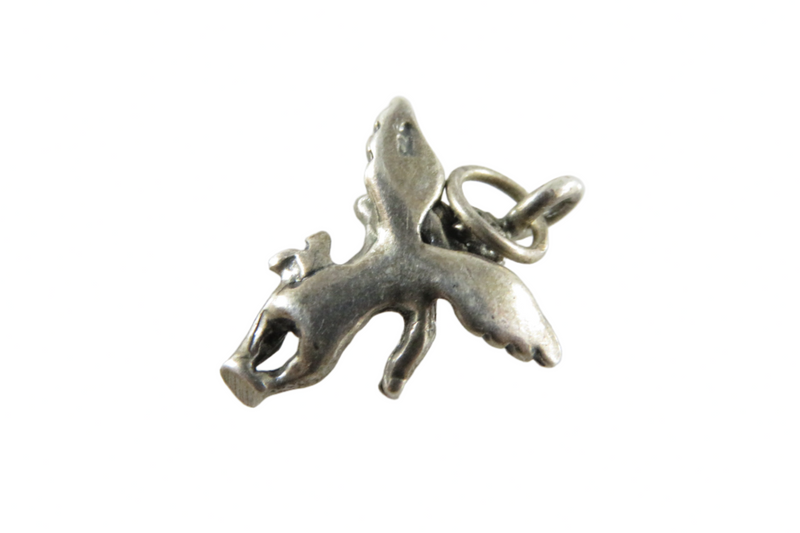 Vintage 3D Sterling Silver Cherub Charm Very Petite Cherub Rear View