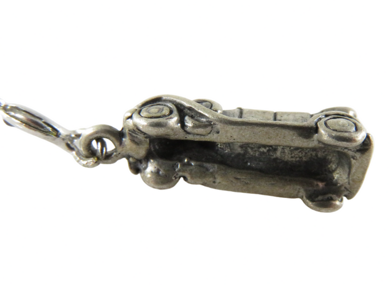 Vintage 3D Sterling Silver Old Antique Convertible Car Travel Charm C Clasp Charm Bottom View