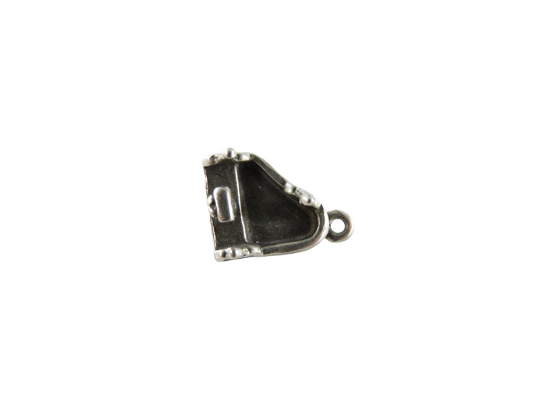 Vintage 3D Sterling Silver Baby Grand Piano Charm Pendant Bottom View White