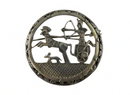 Egyptian Revival Ancient Chariot Dog Scene Art Deco Pierced 800 Silver Pin — Silver — front view