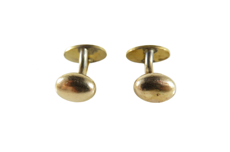 Edwardian Gold Filled Oval Scrolling Design Solid Curved Bean-Back Cufflinks Back View