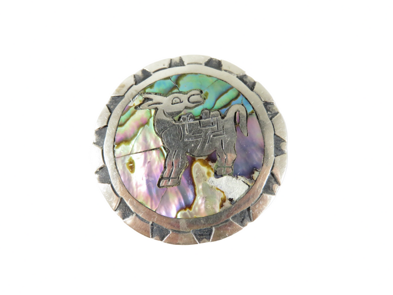 Vintage 925 Fancy Pack Mule Brooch Abalone Inlay Taxco FCA Eagle 3 Pendant