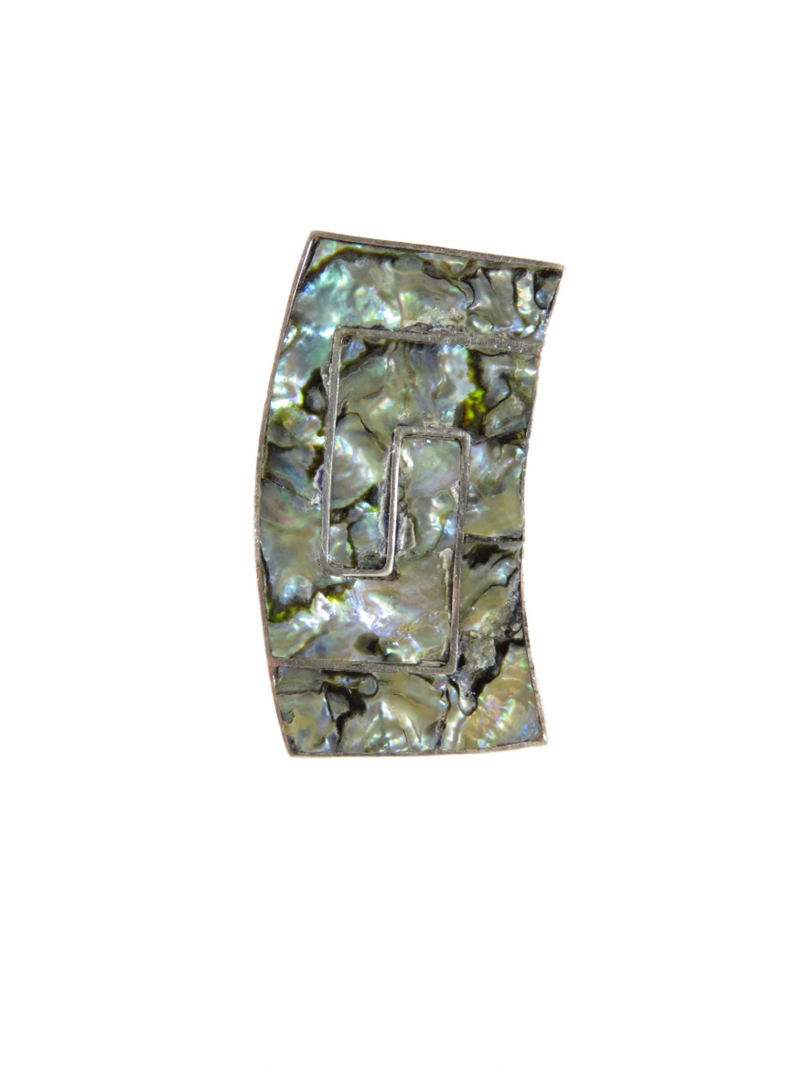 Modernist Mate-less Curved Abalone & Sterling Taxco Mexico Single Screw Back Earring — Jewelry & Watches:Vintage & Antique Je