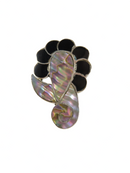 Vintage Abstract Style Unmatched Onyx Abalone & Sterling Disc Taxco ETM Single Earring