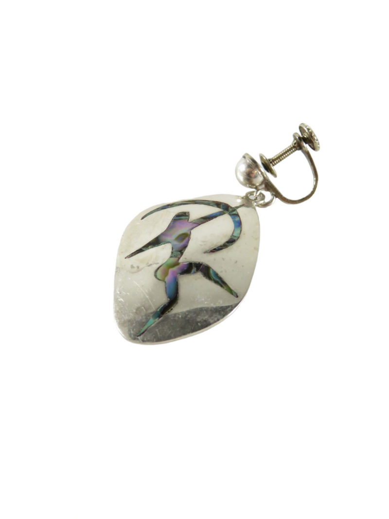 Art Nouveau Style Unmatched Bowman Abalone & Sterling Disc Taxco Single Silver Earring — Jewelry & Watches:Vintage & Antique