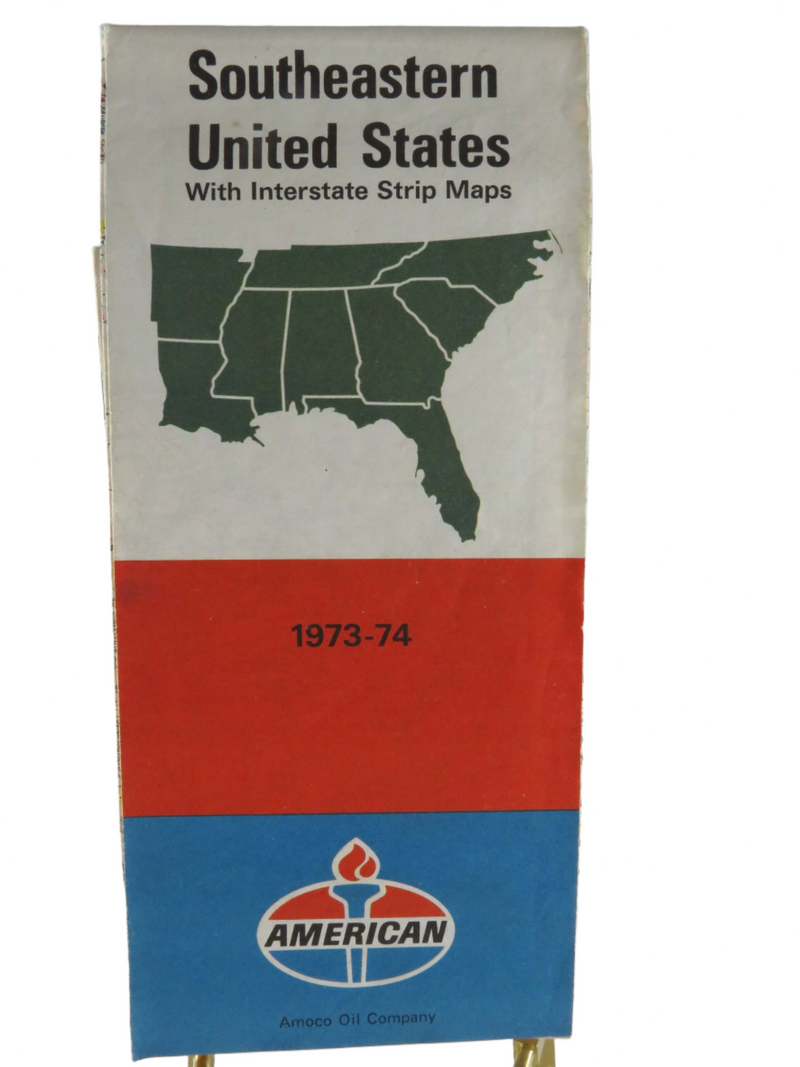 1973-74 American Amoco Southeastern United States Maps Universal Printing Map Art