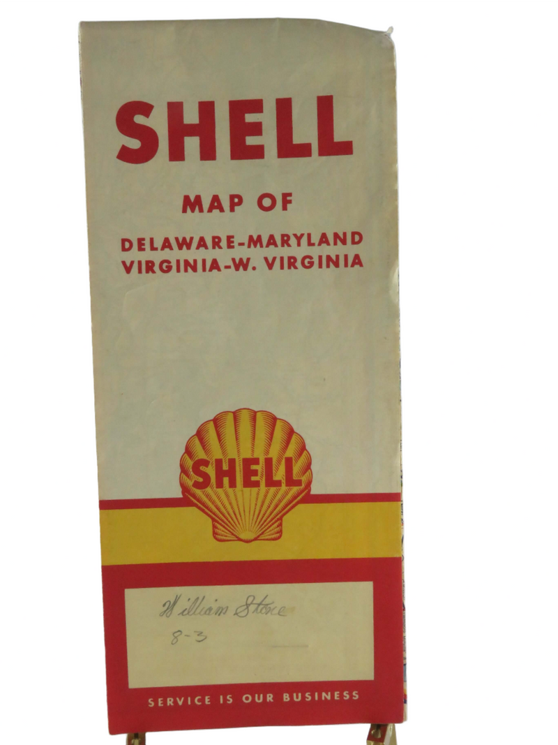 1957 Shell Map of Delaware, Maryland, Virginia W. Virginia The HM Gousha Company — front view