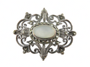 Lovely Sterling Marcasite Mother of Pearl Burst Brooch by Silver Unlimited product image for Just Stuff I Sell, clear front view, neutral background, original listing photo, optimized descriptive alt text, centered composition