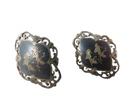 Vintage Nielloware Earrings 1950's Siam Pierced Silver Sterling Screwback Earrings product image for Just Stuff I Sell, clear front view, neutral background, original listing photo, optimized descriptive alt text, centered composition