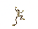 Huge Holloware Sterling Frog Brooch Repousse Silver Gold Accented Leaping Frog — Jewelry & Watches:Fine Jewelry:Fine Pins & B