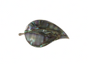 Vintage Mid Century Leaf Brooch Inlaid Abalone Sterling Silver Signed EGC Cuerna
