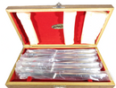 Vintage Japan Fashion Manor Serrated Steak Knife Set of 6 Wood Box — front view