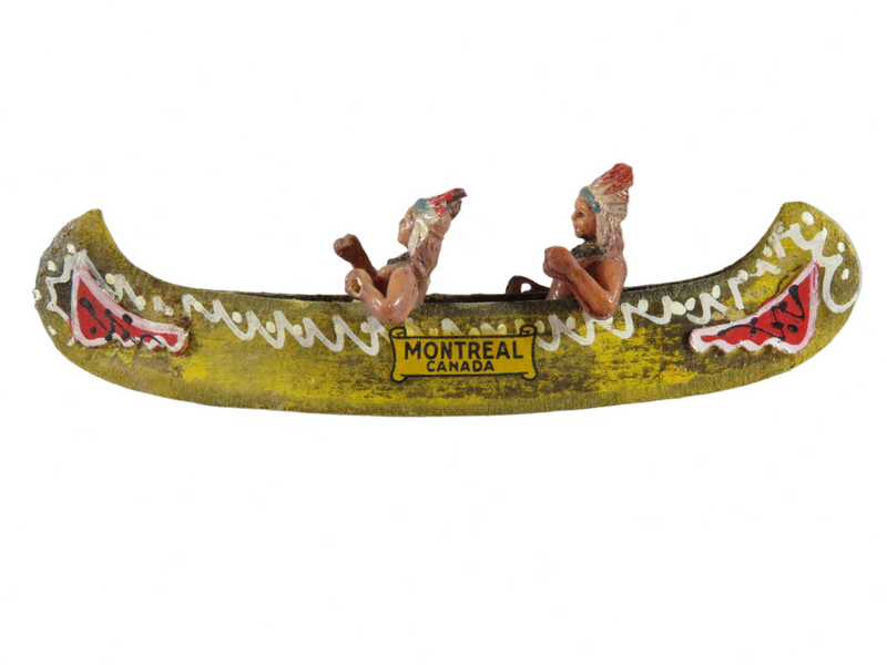 Hand Painted Canoe Native American Western Chief Souvenir Montreal Canada