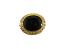 Victorian 18K Bezel & Wirework Oval Onyx Brooch with C-Clasp — 10K, 18K — front view