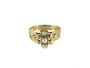 Early Victorian 18K Gold 3 Leaf Clover Pearl Statement Ring Size 8 — 18K, Gold • Pearl, Seed Pearl — front view
