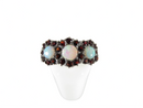 Unique Opal Statement Ring 14K Past Present Future Garnet Surround