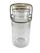 Clear Glass 8 oz Canning Jar Fresh Pak Candy Co ILL 1872 5.25" Tall product image for Just Stuff I Sell, clear front view, neutral background, original listing photo, optimized descriptive alt text, centered composition
