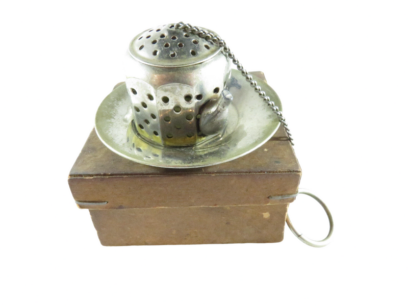 Occupied Japan Metal Tea Infuser Tea Strainer Tea Pot Form with Box