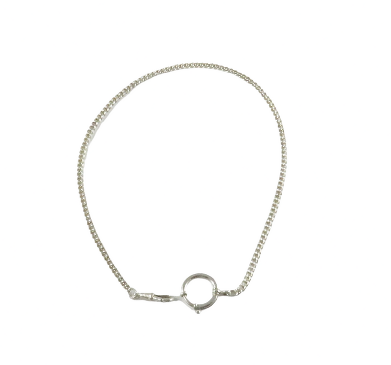 16 3/4" European 800 Silver Curb Link Victorian Style Pocket Watch Chain — Watches • Silver — front view