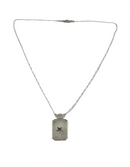 Vintage Costume 17 3/4" Order of the Eastern Star Necklace with Camphor Glass Pendant — Silver — front view
