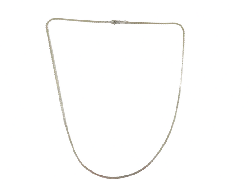 c1950 18" Cian Sterling Silver Serpentine Link Necklace 18"L x 2mm W x .83mm Thick — Sterling Silver, Silver — front view
