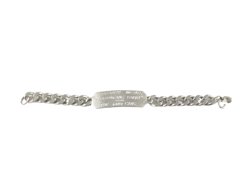 c1950’s Unisex Sterling Heavy Curb Link ID 7.25" Bracelet Engraved 43.1g