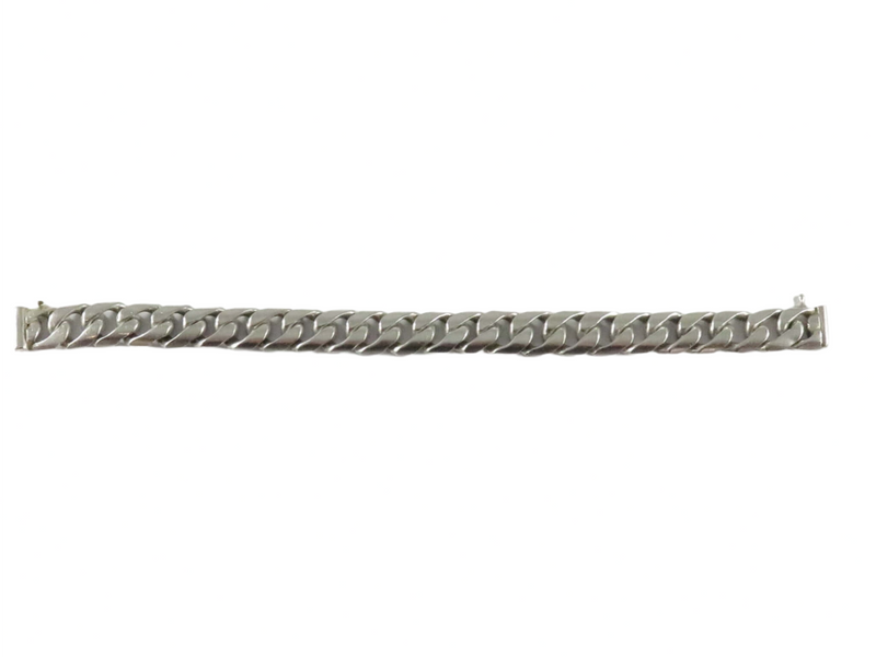 c1950’s Unisex Sterling Heavy Curb Link 7 7/8" Long Bracelet For Repair 44.1g