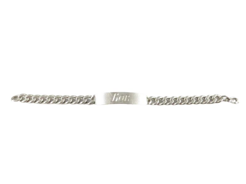 c1950’s Unisex Elco Sterling Heavy Curb Link ID 9" Bracelet Engraved BOB 58.1g — Jewelry & Watches:Vintage & Antique Jewelry: