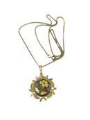 Vintage Kawahito Damascene Flower Disc Filigree Accented 19" Chain — Jewelry & Watches:Men's Jewelry:Cufflinks • Gold — front