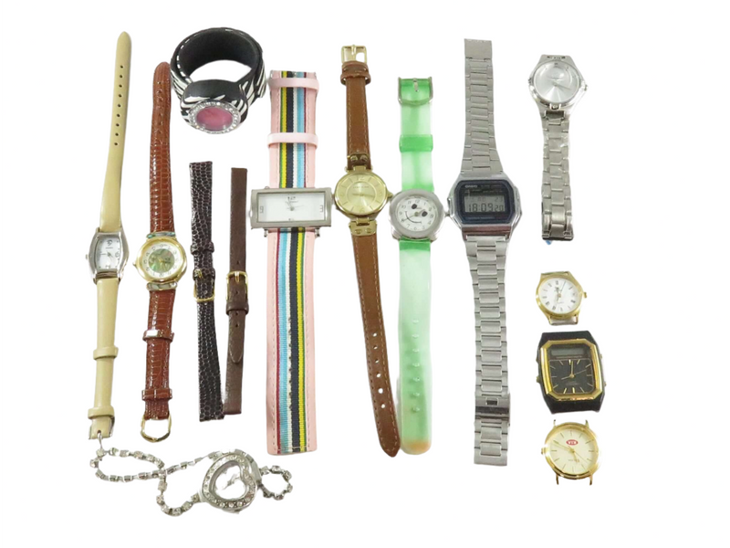 Grouping of Quartz Watches Women & Men Bulova Timex, Casio, Anne Klein, Diamond — Diamond — front view