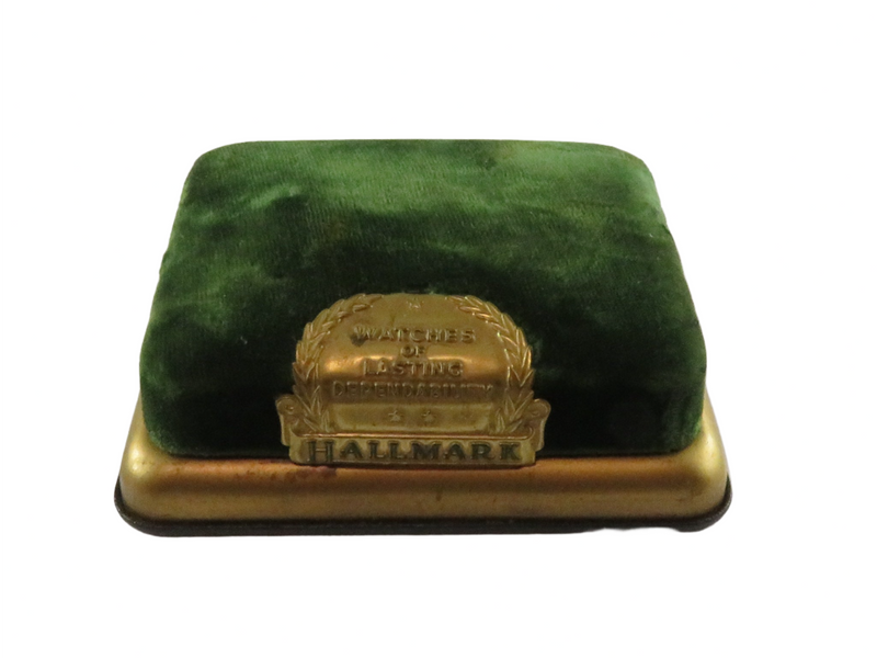 Vintage c1960 Hallmark Green Gold Watch Box Display Case For Restoration