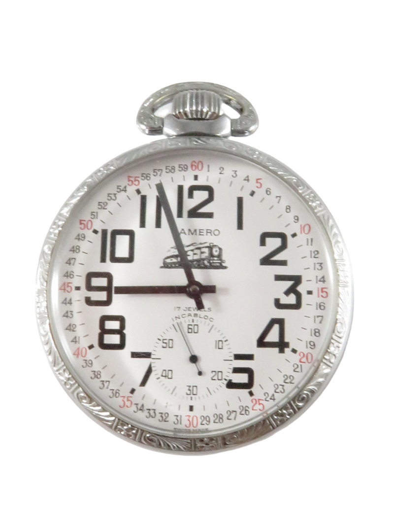 Camero Open Faced 15s Train Pocket Watch 6497 17 Jewel Lean & Jones Inc — Jewelry & Watches:Watches, Parts & Accessories:Pock