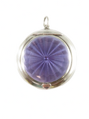1919 Art Deco Deco Purple Enamel 925 Chatelaine Compact Pendant by Crisford & Norris — Sterling Silver, Silver — front view