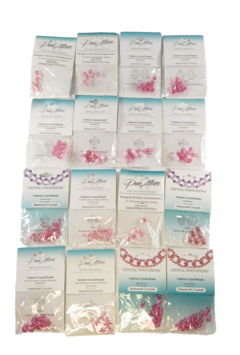 Grouping of Rose Crystal Innovations Swarovski Crystals Fashion Beads New Old Stock — front view
