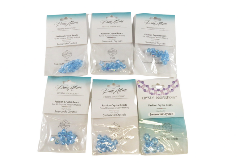 Grouping of Blue Crystal Innovations Swarovski Crystals Fashion Beads New Old Stock