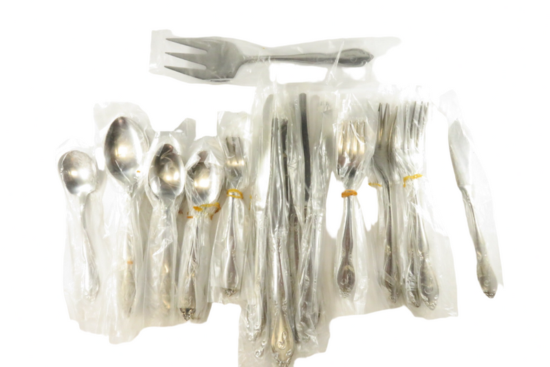 Customcraft Stainless Steel Service for 8 Flatware Set Monogrammed S New Old Stock