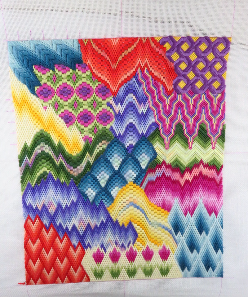 Medium Completed At Willow Tree Pond Themed Needlepoint Bargello