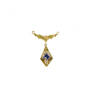 10K Yellow Gold Art Nouveau Style Lavalier Pendant Blue Paste Stone — Art Nouveau • 10K, Gold • Sapphire, Pearl — front view