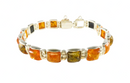 Square Amber Hinged Panel Bracelet Vintage 6 3/4" TL For Repair or Repurpose — Jewelry & Watches:Fine Jewelry:Fine Bracelets: