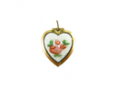 Vintage Puffy Heart Rose Enameled Locket Charm in Gold Fill — Gold — front view