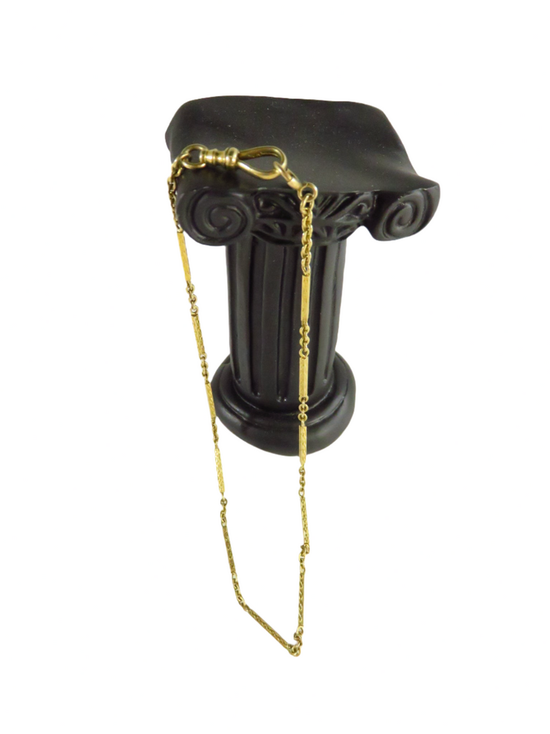 Art Deco Yellow Gold Pocket Watch Chain 12 1/4" Bar Chain by Martin-Copeland Co. — 10K, Gold — front view