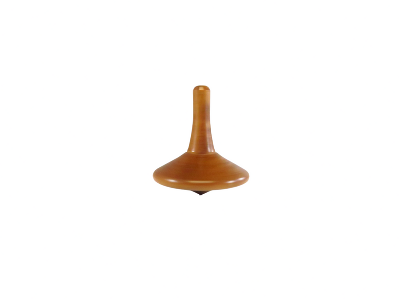 Small Carved Wood Long Stem Spinning Top Toy 1 1/2"