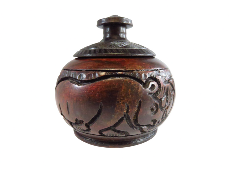 Carved Turned Wood Lidded Trinket Box Sugar Box Stash Box — Collectibles:Decorative Collectibles:Trinket Boxes — front view