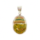Sterling Cabochon Jasper Pendant 925 Polished Oval Jasper 1 3/4" Drop — Jewelry & Watches:Fine Jewelry:Fine Necklaces & Penda