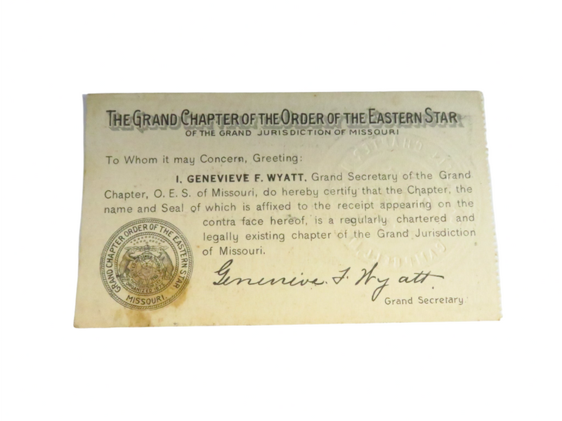 1928 The Order of the Eastern Star of Missouri No92 Campbell MO Lloyd P Oliver Membership Card (Copy)