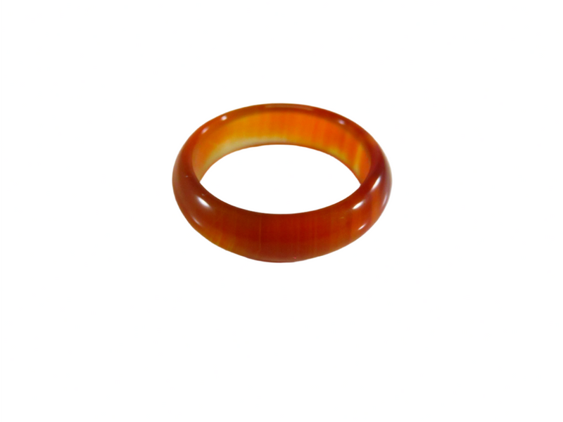 Sz 8 Burnt Orange Carnelian Agate Style Domed Comfort Fit Wedding Band Ring