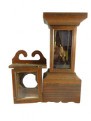 Vintage Grandfather Clock Pocket Watch Holder Dark Brown For Repair — front view