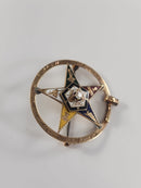 Order of the Eastern Star Brooch 14K Gold Riker Brothers Antique Diamond Enamel Masonic Pin Chapter 112 1922