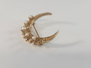 Vintage 14K Gold Pearl Crescent Moon Brooch Pin Signed SB Sydney Berman Co Mid Century Victorian Revival